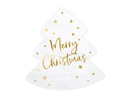 Feestbazaar Kerstboom Servetten Merry Christmas Wit (20st)