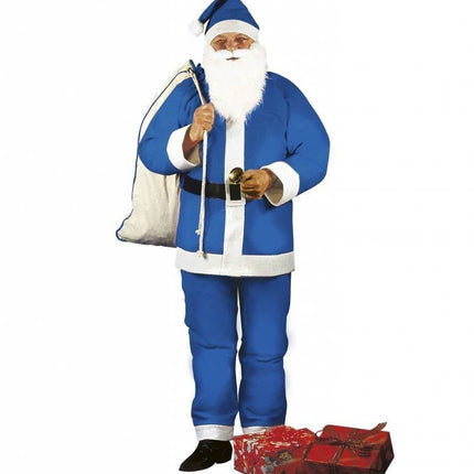 Feestbazaar Kerstman kostuum blauw volwassenen