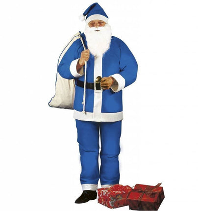 Feestbazaar Kerstman kostuum blauw volwassenen