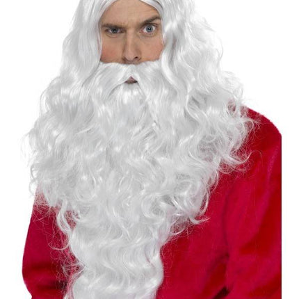 Feestbazaar Kerstman pruik en baard lang