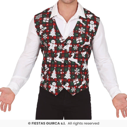 Feestbazaar Kerstmis Gilet Rood/Groen Squares