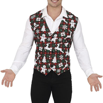 Feestbazaar Kerstmis Gilet Rood/Groen Squares