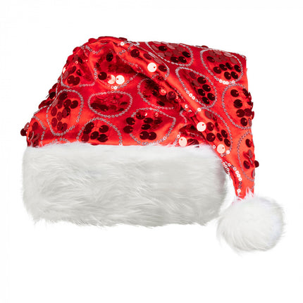 Feestbazaar Kerstmuts Dangling Rood Pailletten