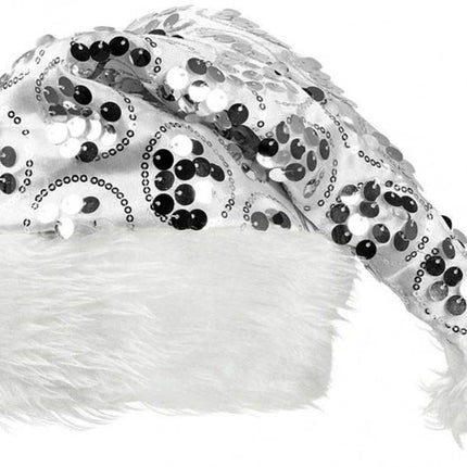 Feestbazaar Kerstmuts Dangling Zilver Pailletten