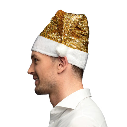 Feestbazaar Kerstmuts Goud Glitter