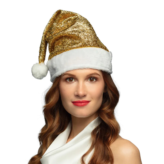 Feestbazaar Kerstmuts Goud Glitter
