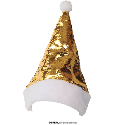 Feestbazaar Kerstmuts Pailletten Goud/Zilver