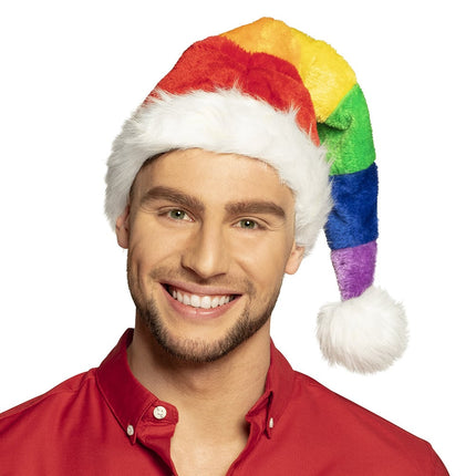 Feestbazaar Kerstmuts Regenboog One size