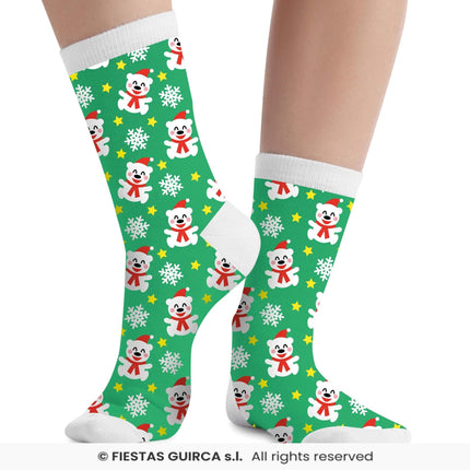Feestbazaar Kerstsokken Ijsbeer Kind Groen