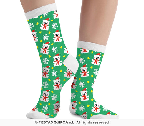 Feestbazaar Kerstsokken Ijsbeer Kind Groen