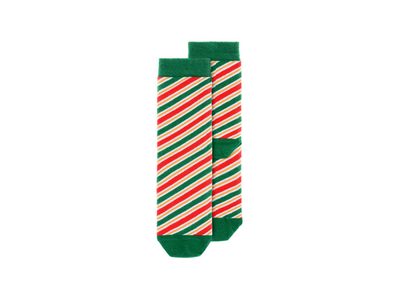 Feestbazaar Kerstsokken kind Gestreept Rood/Groen