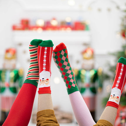 Feestbazaar Kerstsokken kind Gestreept Rood/Groen