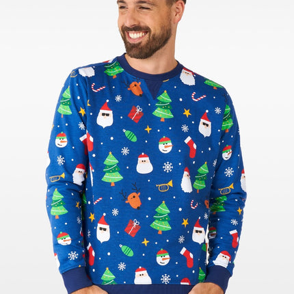 Feestbazaar Kersttrui Festive Blauw