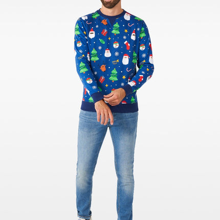 Feestbazaar Kersttrui Festive Blauw
