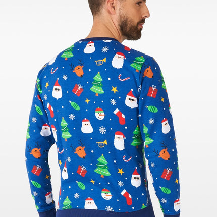 Feestbazaar Kersttrui Festive Blauw