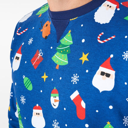 Feestbazaar Kersttrui Festive Blauw