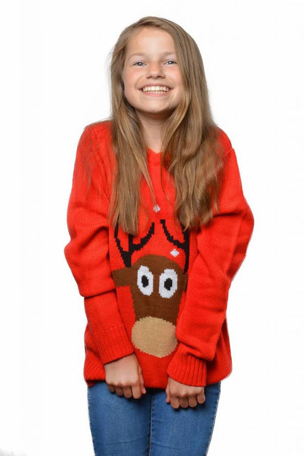 Feestbazaar Kersttrui kind rendier rood