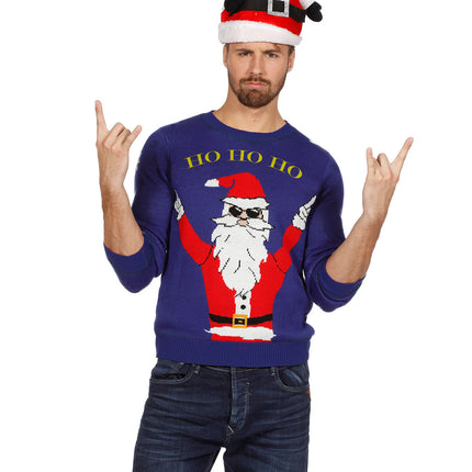 Feestbazaar Kersttrui rocking Santa 'Ho Ho Ho'
