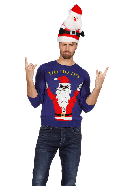 Feestbazaar Kersttrui rocking Santa 'Ho Ho Ho'