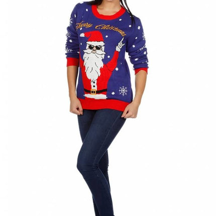 Feestbazaar Kersttrui rocking Santa 'Merry Christmas'