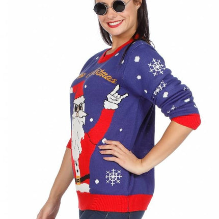Feestbazaar Kersttrui rocking Santa 'Merry Christmas'