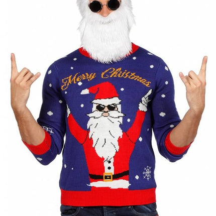 Feestbazaar Kersttrui rocking Santa 'Merry Christmas'