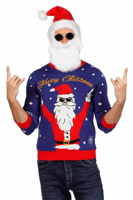 Feestbazaar Kersttrui rocking Santa 'Merry Christmas'