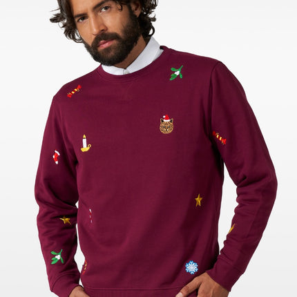 Feestbazaar Kersttrui X-Mas Icons Bordeaux Rood