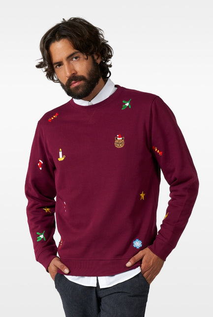 Feestbazaar Kersttrui X-Mas Icons Bordeaux Rood