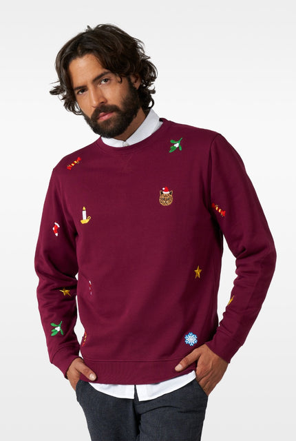 Feestbazaar Kersttrui X-Mas Icons Bordeaux Rood