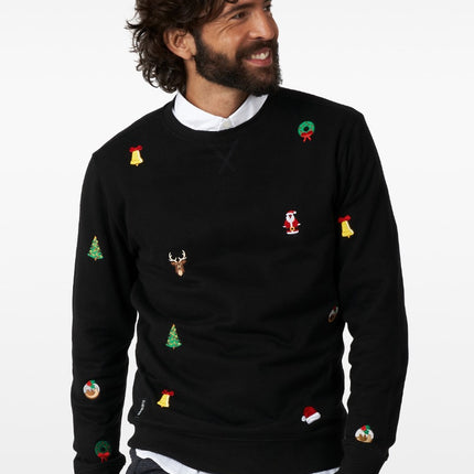 Feestbazaar Kersttrui X-Mas Icons Zwart
