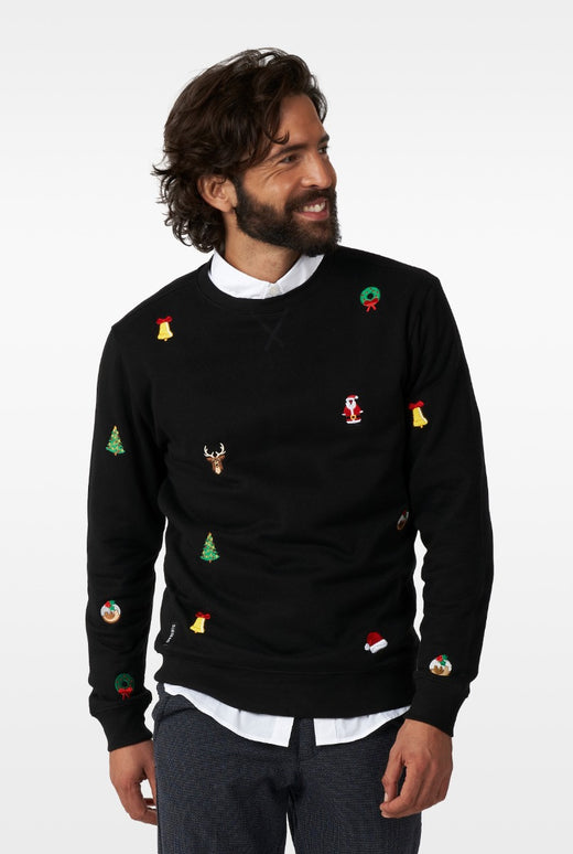 Feestbazaar Kersttrui X-Mas Icons Zwart