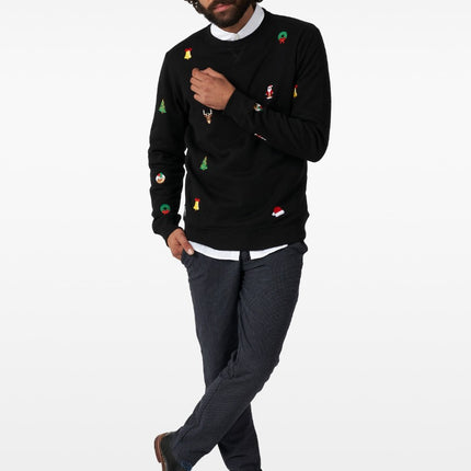 Feestbazaar Kersttrui X-Mas Icons Zwart