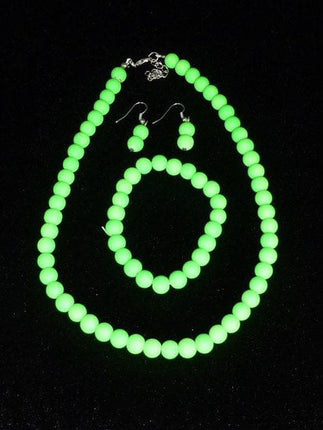 Feestbazaar Ketting-Armband-Oorbellen Fluor Groen