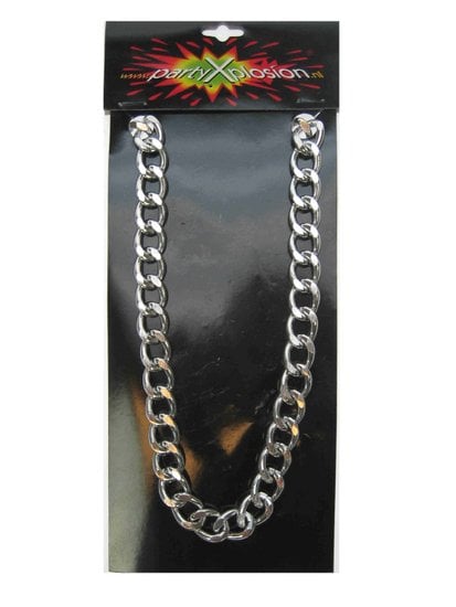 Feestbazaar Ketting Gangster zilverkleurig