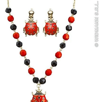 Feestbazaar Ketting met oorbellen Lieveheersbeestje