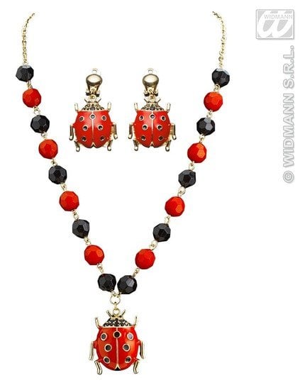 Feestbazaar Ketting met oorbellen Lieveheersbeestje