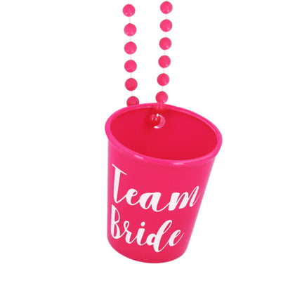 Feestbazaar Ketting shotglaasje Roze ´Team Bride´