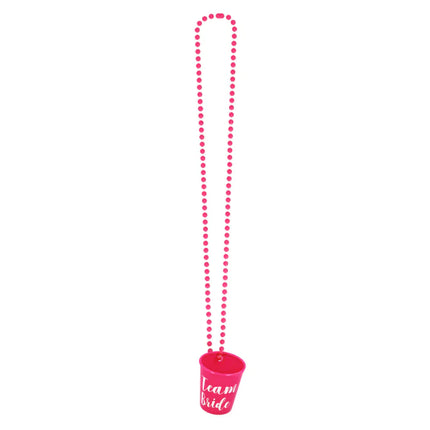 Feestbazaar Ketting shotglaasje Roze ´Team Bride´