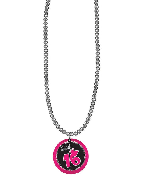 Feestbazaar Ketting Zilver Sweet 16 Button