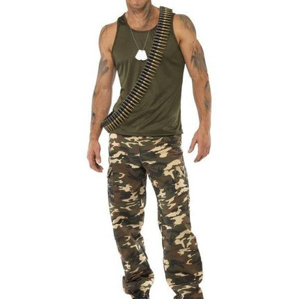 Feestbazaar Khaki Camo leger kostuum man