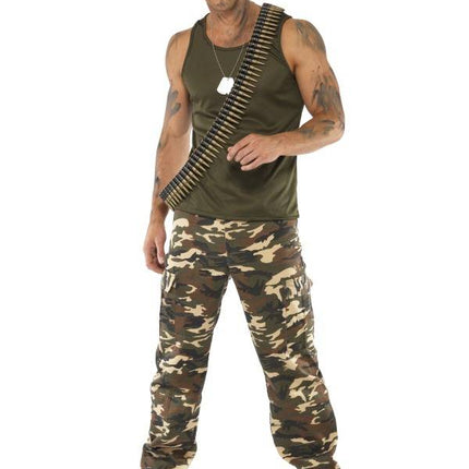 Feestbazaar Khaki Camo leger kostuum man