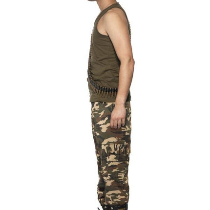 Feestbazaar Khaki Camo leger kostuum man
