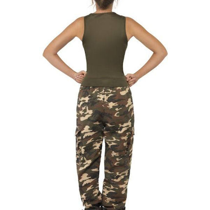 Feestbazaar Khaki Camo Leger kostuum vrouw