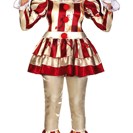 Feestbazaar Killer Clown Kostuum Dames Goud/Rood