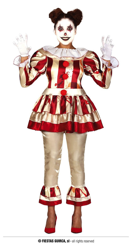Feestbazaar Killer Clown Kostuum Dames Goud/Rood
