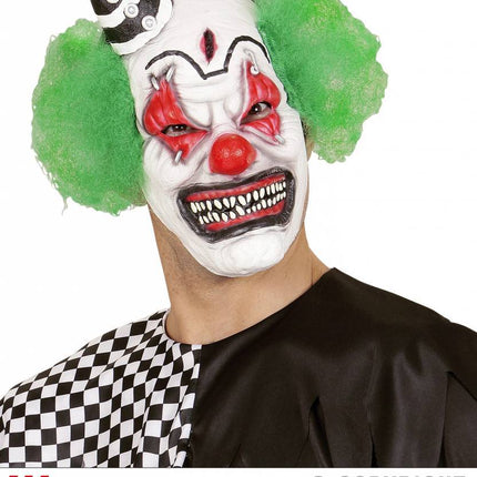 Feestbazaar Killerclown masker met haar en mini hoed