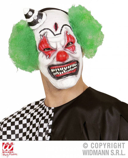 Feestbazaar Killerclown masker met haar en mini hoed
