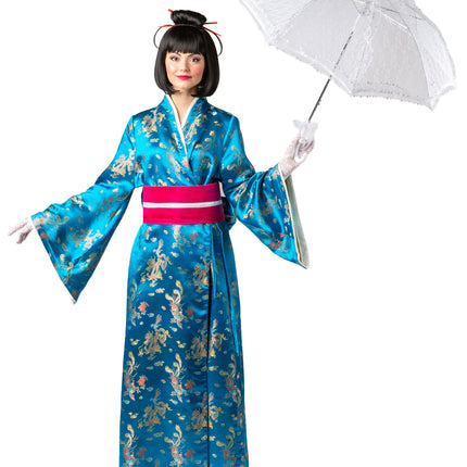 Feestbazaar Kimono Keizerin van de Jade Draak Turquoise