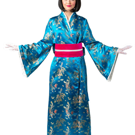 Feestbazaar Kimono Keizerin van de Jade Draak Turquoise